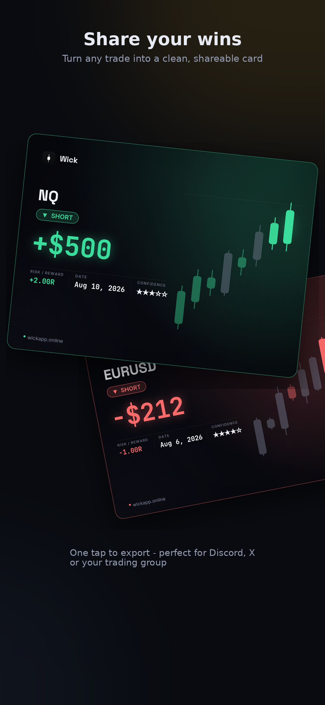 Wick share card screen
